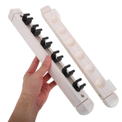 Toyvian Wall Mounted Pool Cue Rack Solid Wood Billiard Stick Holder White 6-cue Storage Organizer for Game Room and Billiards Accessories