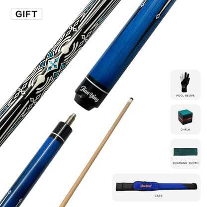 Professional Pool Cue 58" 10.5/12.5mm Tip Maple Shaft 1/2 Joint Ergonomic Grip Billiard Stick for Adults - color: PC26-10.5-SET