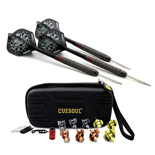 CUESOUL Big Beast 90% 26g/27g Steel Tip Tungsten Dart Set with Dart Case - color: Gun Grey-27g