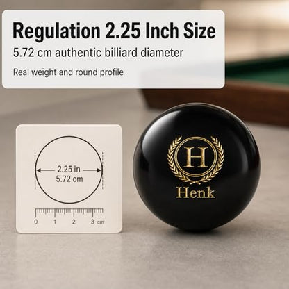 Custom Personalized Pool Ball Laser Engraved Billiard Ball Gift 2.25 Inch Standard Size Polyester Resin Desk Display Optional Ball Stand Add-On White - color: Black / Gold Lettering