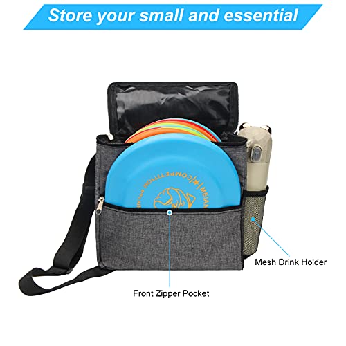 Windspeed Cadet Disc Golf Bag, Portable Waterproof Disc Golf Bag with 10 Discs Capacity, Pro Disc Golf Bag Small with Adjustable Strap, Starter disc Golf Bag for Women and Men (Grey)