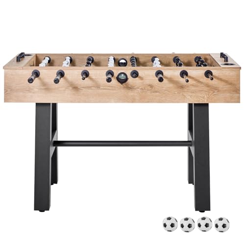 VEVOR Foosball Table, 55 inch Standard Size Table, Indoor Full-Size Foosball Tables, Includes Durable Soccer Set, for Home, Family, Game Room - color: Black+Wood Color, size: 55 inch