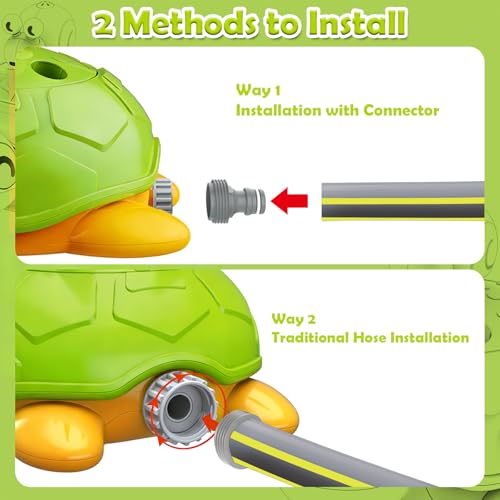 Sprinkler for Kids Water Toys: Airyard 3-in-1 Turtle Sprinkler Toys 360° Rotating Spray with Snail Plash Ring Toss Game for Backyard Outdoor Summer Toys Water Game Toys for Boys Girls Kids Ages 3-8