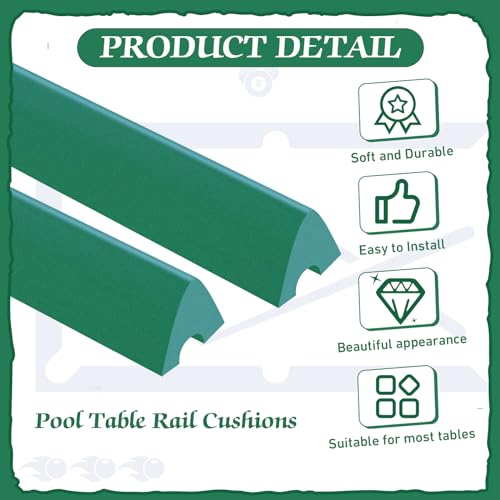 Mixweer Billiard Cloth for 8 ft Pool Table Pre Cut Felt with 6 Cloth Strips and 6 Pool Table Rubber Bumpers for Bars, Clubs, Hotels Replacement - color: Green