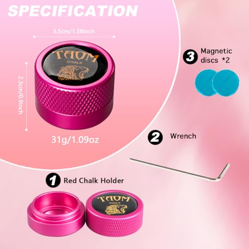 TAOM Upgrade Pool Chalk Holder Round Shaped Practical Tool Billiards Accessories Magnetic Mini Chalk Tip Case Container Round Box Billiards,Cue Tip Tool Scuffer Shaper - color: 2-Single Chalk holder-Pink