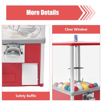 Gumball Machine for Kids, 25-Cent Vending Machines, PS Bouncy Balls Dispenser, 1.77-1.97in Huge Load Capacity Coin Operated Gumball Bank, Hold 200 Capsule Toys for Retail/Game Store (Red) - color: Red
