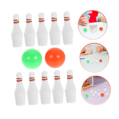 Wakauto Miniature Mini House Bowling Set Realistic Miniature Sports Game Model with Pins and Balls Compact Lightweight Dollhouse Decor for Collectors