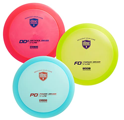 Discmania Originals C-Line Disc Golf Driver Set – FD, PD, DD3 – 3 Pack Disc Golf Set of Drivers 173-176g (Colors Will Vary)