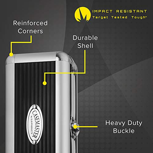 Casemaster Sole Aluminum Slim Profile Dart Case Holds 3 Steel Tip and Soft Tip Darts with Enough Space to Keep Flights in Shape, Features Built-In Pockets for Other Accessories - size: 7.4 x 3.25 x 2.5 inches