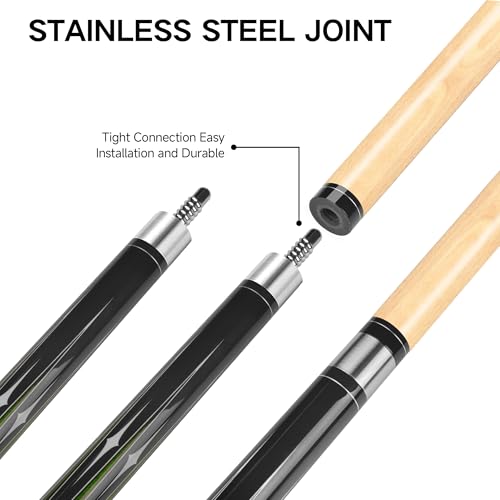 HomeSeason Pool Cue Stick 58" Billiard Cue Sticks 3D Printed Grip Professional Low Deflection Pool Sticks Maple Wood Pool Sticks 13mm Tip - color: 19oz