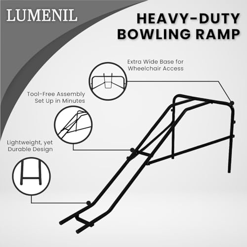Heavy-Duty Steel Bowling Ramp - 25.5" Height, Ultra-Durable Frame, 20 Ib. Capacity - Wheelchair Accessible, Kids & Limited Mobility Use