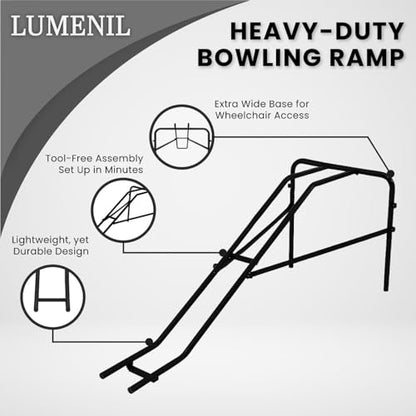Heavy-Duty Steel Bowling Ramp - 25.5" Height, Ultra-Durable Frame, 20 Ib. Capacity - Wheelchair Accessible, Kids & Limited Mobility Use