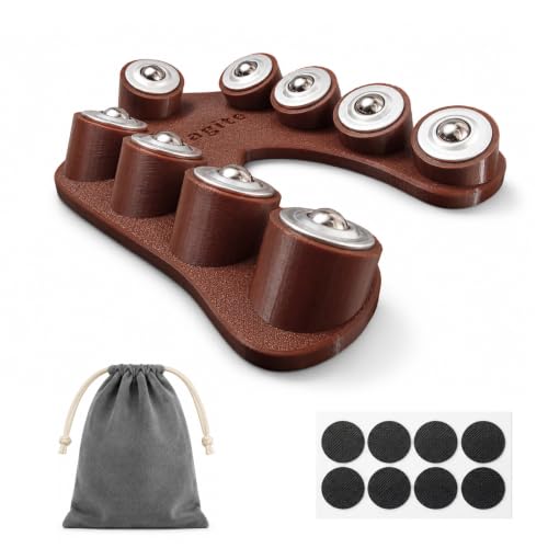Bowling Release Trainer, Bowling Ball Spinner with 9 Bearings, Bowling Ball Release Trainer for Hook and Rev Practice, Curved Base Bowling Equipment with Anti-Slip Pads & Velvet Bag - color: Brown