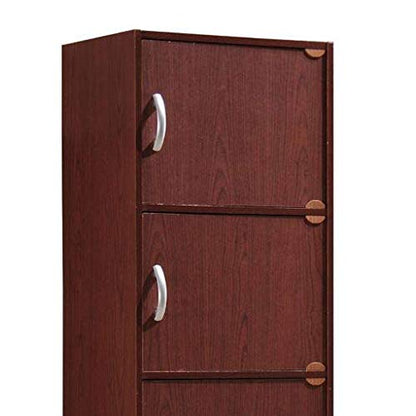 Hodedah 5-Shelf, 5-Door Bookcase in Mahogany - color: Mahogany