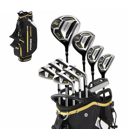 Precise M8 Men's 17-Piece Golf Set – Kevlar Graphite Shafts | Driver, Woods, Hybrids, Irons (6-SW), Putter, Stand Bag, 4 Headcovers & Rainhood