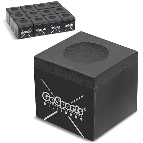 GoSports Premium Pool Cue Chalk Cube 12 Pack - Black, Blue, Red, or Green - Billiards Pool Stick Chalk - color: Black