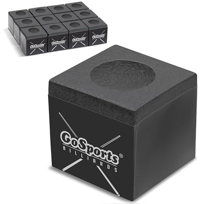 GoSports Premium Pool Cue Chalk Cube 12 Pack - Black, Blue, Red, or Green - Billiards Pool Stick Chalk - color: Black