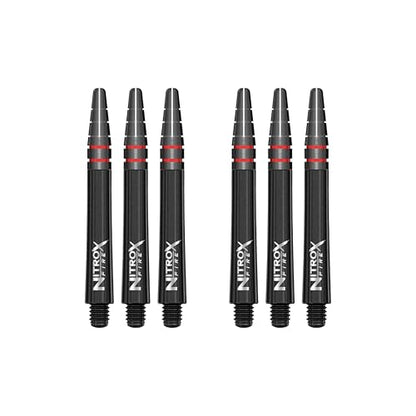 RED DRAGON Nitro Xfire Dart Shafts - Carbon Fiber Blend Stems with Aluminum Flight Locking System & Anti-Deflection Design - Available in Short, Intermediate & Medium Sizes - color: Black Medium