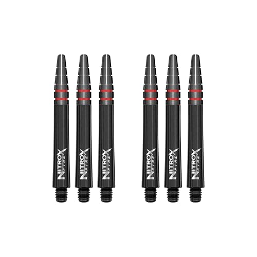 RED DRAGON Nitro Xfire Dart Shafts - Carbon Fiber Blend Stems with Aluminum Flight Locking System & Anti-Deflection Design - Available in Short, Intermediate & Medium Sizes - color: Black Medium