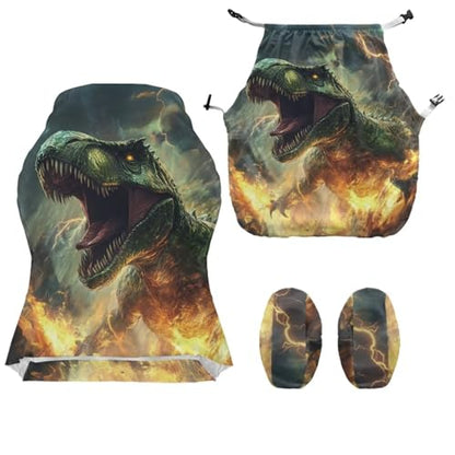 4Pcs Office Chair Seat Cover Stretchable Crazy Dinosaur Gaming Chair Covers Slipcovers Universal Stretchable High Back Rotating Desk Armchair Slipcovers Protector, One Size - color: Crazy Dinosaur