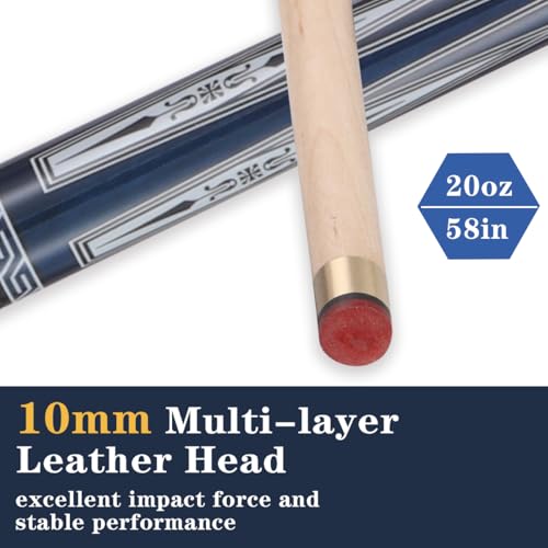 10mm11mm12mm13mm Billiard Pool Cue Stick Set, 20 oz 58 inch Canadian Maple Cue Stick Irish Linen Wrap, Cue Stick for Beginner, Commercial and Home Entertainment - color: 10mm Royal Blue with case