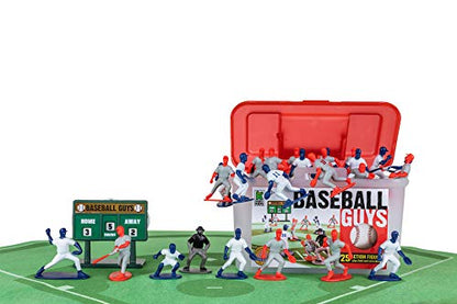 Kaskey Kids Baseball Guys, Red Gray vs. Blue White, 29 Pieces in Each Set, Includes 2 Teams, Accessories, and Travel Storage Case, Nostalgic Sports Action Figures for Imaginative Play, Ages 3 and Up