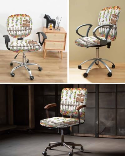 Savannan Office Chair Cover, Rustic Pastoral Botanical Theme Protective Stretch Elastic Universal Cover for Desk Task Chair,Computer Rotating Chair 1 Pcs Autumn Flower Leaf Pumpkin