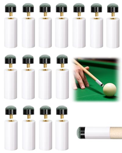 Pool Cue Tips Replacement Kit Screw On Billiard Stick Tips with White Ferrules for Pool Table Accessories