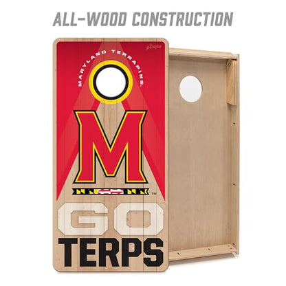 YouTheFan NCAA 2' x 4' Slogan Series Professional Wood Cornhole Game with Logo Bags - color: Maryland Terrapins