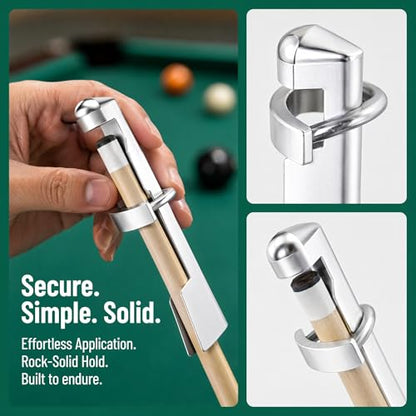 2 Sets Pool Cue Tips Replacement Kit, Stainless Steel Billiard Stick Repair Tool, Easy to Use Clamp Fastener, for Snooker, Professional Billiards Table Accessories