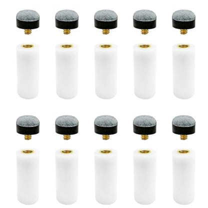 Billiard Cue Tips Replacement Kit, 12mm Screw On Pool Stick Tips with White Ferrules, Blue, 10 Sets