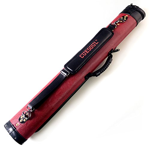 CUESOUL Soocoo Series 2x4/2x2 Hard Pool Cue Case -Holds 2 Cue Butt and 4 Cue Shafts,Four Color Available - color: 2x2-Wine Red