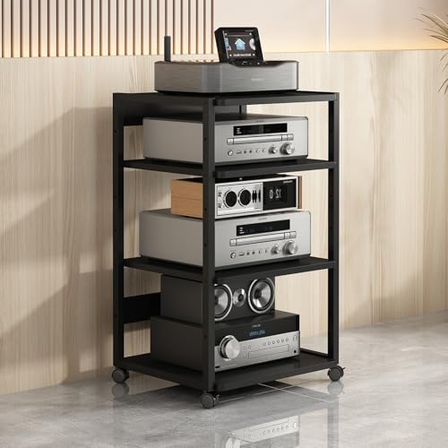 Modern 5-Tier Corner TV Stand Cabinet, Multi-Functional AV Console for Game Consoles & Media Storage, Wooden Shelves for Entertainment Center & CD Rack - color: A, size: 4 Tier-50x40x90cm