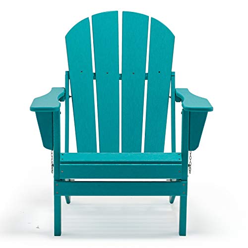 WestinTrends Malibu HDPE Outdoor Patio Folding Poly Adirondack Chair, Turquoise - color: Turquoise, size: 1 Chair