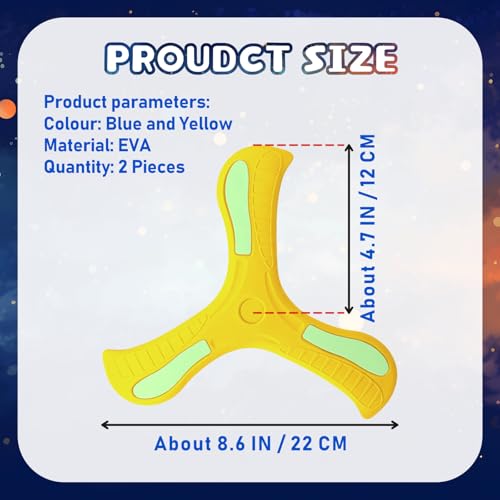 2 PCS Pet Dog Luminous Boomerangs | Easy to Throw Boomerang for Adults and Kids, Doggy Outdoor Toy Flying Glow in The Dark, Blue and Yellow, 2 Pieces - color: Blue and Yellow