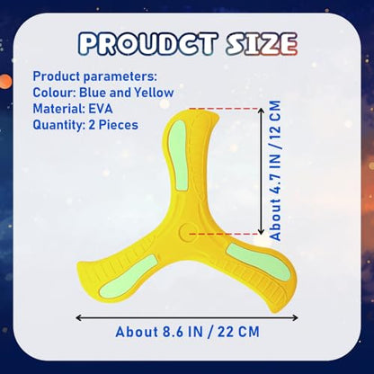 2 PCS Pet Dog Luminous Boomerangs | Easy to Throw Boomerang for Adults and Kids, Doggy Outdoor Toy Flying Glow in The Dark, Blue and Yellow, 2 Pieces - color: Blue and Yellow