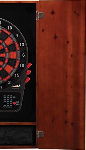 Viper Metropolitan Solid Wood Cabinet & Electronic Dartboard Play-Ready Bundle - color: Cinnamon, style: Elite Set