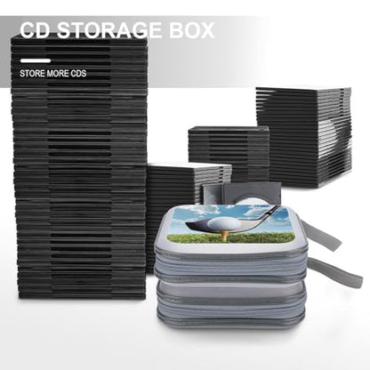 Golf Club CD Case Holder 40 Capacity DVD Case Wallet Portable Hard Plastic Disc Cases Storage Binder Large Storage Disc Wallet Bag with Zippers for Car Home Office Travel