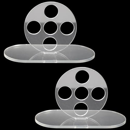 2PCS Billiard Training Aids Cue Ball Trainer Stroke Tool, Pool Angle Shot Equipment Aim Practice Exerciser w Non-Slip Base, Transparent 5 Hole Design Snooker Rod Helper, Accuracy Control for Beginner