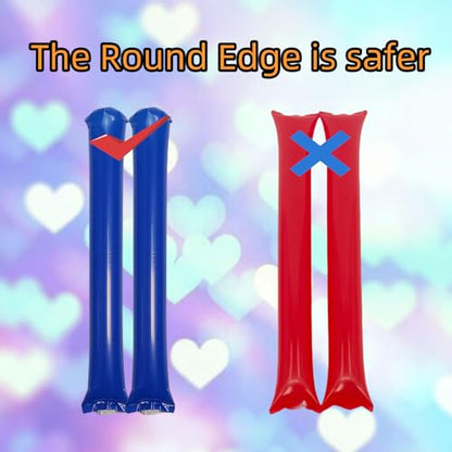 48pcs Round Head Boom Sticks Thunder Sticks Cheering Sticks Team Spirit Plastic Cheerleading Spirit Stick Clapper Inflatable Noise Maker Sports Supply (Blue) - color: Blue