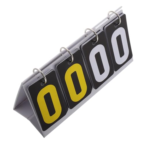 Yardwe Portable Tennis Score Keeper Flip Scoreboard Tabletop Scoreboard 4 Numbers Black Yellow Plastic Easy to Operate for Sports Games