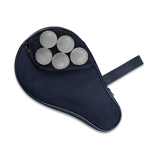 VISEMAN Table Tennis Racket Cover, Ping Pong Paddle Case, Portable Waterproof Table Tennis Bat Bag to Hold 2 Paddles 5 Balls - color: Black