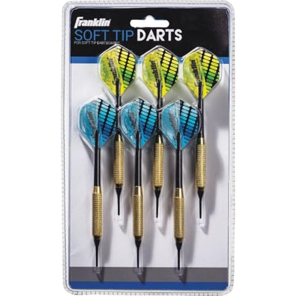 Franklin Sports Soft Tip Darts Set - 6 Pack of 18 Gram Soft Tip Darts - Removable Standard Nylon Flights and Brass Barrels - Lightweight Full Dart Set