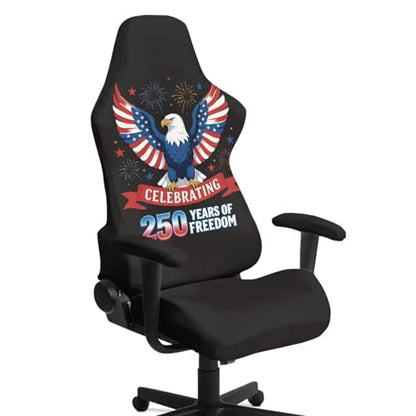Eagle Print Gaming Chair Cover with Armrest Covers American Flag Print Game Chair Covers Slipcover United State 250th Anniversary Home Decor - color: Black and Multi - Eagle American Flag