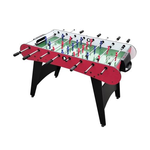 4ft Foosball Table Soccer Game Table Easy to Assemble with Wooden Steel Construction Indoor Sports Fun for Adults & Teens in Home&Apartments&Game Rooms - color: Red+wood