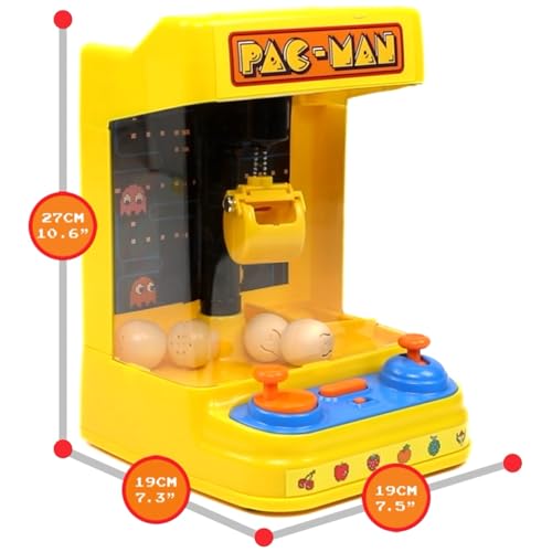 Pac-Man: Arcade Claw Crane - Core Series, Lights-Sounds Tabletop Game, Dual Joystick, Fill Pellets with Prizes, Licensed Collectible Toy, Adult-Kid 4+
