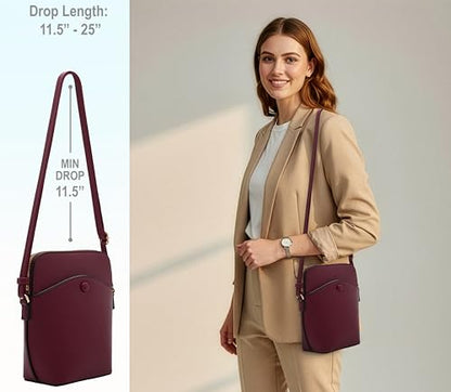 Solene Small Crossbody Bag with Gold Hardware, Mini Shoulder Purse with Adjustable Strap - color: Wine