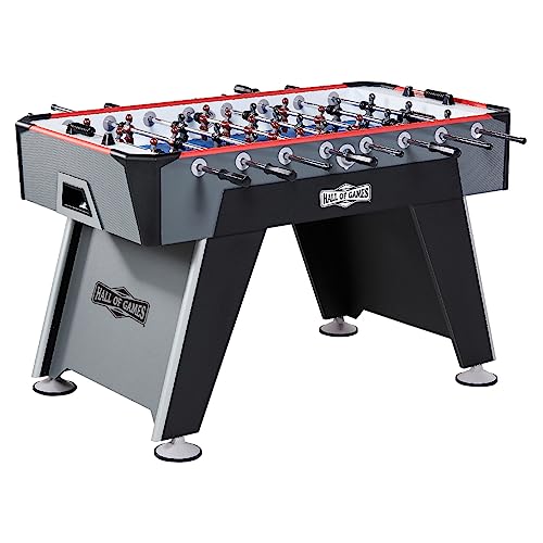 Hall of Games Foosball Tables Multiple Styles, Soccer with Durable & Stylish Designs with Tabletop Sports Soccer Balls, Perfect for Family Game Rooms | Multiple Styles - style: 56" (Black/Gray/Red)