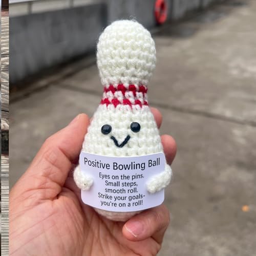 Bowling Accessories Crochet Gifts, Emotional Support Bowling Pin Office Desk Decor Decorations for Women Men (Positive Bowling Ball) - style: Positive Bowling Ball