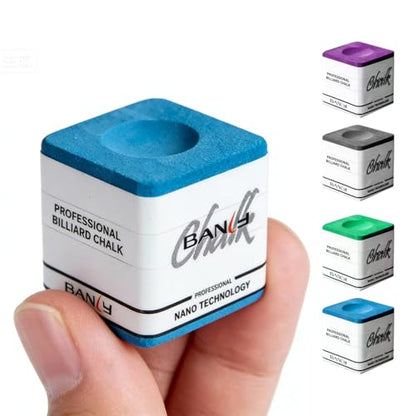 Banly Pool Cue Chalk, Nano Technology Billiard Chalk for Professional Tournament Standard, Low Dust, Super Dense, Suitable for Snooker/Pool/8-Ball - color: Blue-1pc